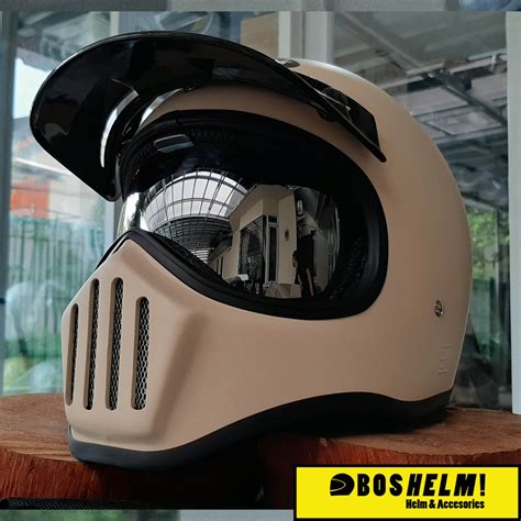 Boshelm Helm Cakil Hbc Inner Visor Krem Doff Helm Retro Helm Fullface