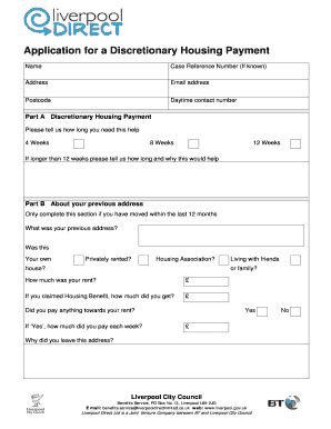 Discretionary Housing Payment Liverpool Fill And Sign