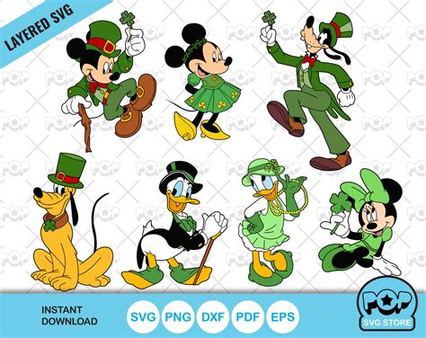 Mickey St Patricks Day Clipart Bundle Disney St Patricks Day Svg