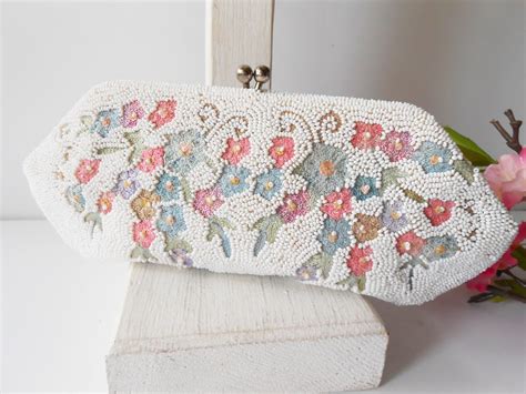 Vintage Walborg White Evening Bag Glam Bead Embroidery Clutch Etsy