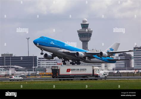 Boeing Of Klm At Take Off At Amsterdam Schiphol Airport In