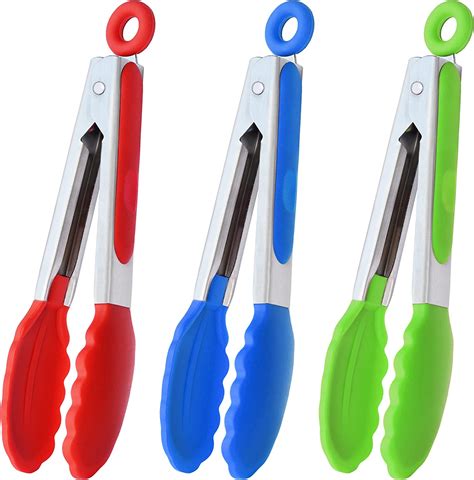 Hinmay Mini Tongs With Silicone Tips 7 Inch Serving Tongs