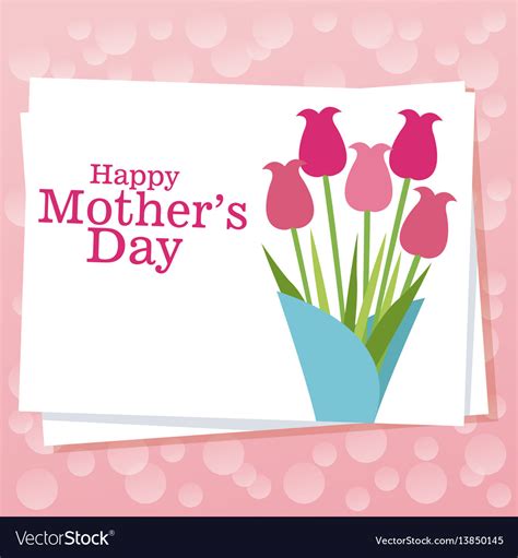 Happy Mothers Day Card With Bouquet Flowers Vector Image