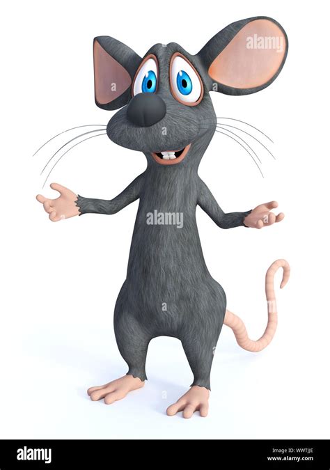 3d Rendering Of A Cute Smiling Cartoon Mouse Standing With His Arms