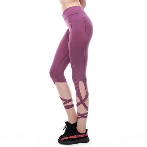 Women Yoga Pants Cut Out High Waist Slim Leggings Ballet Inspired Straps Fitness Pants Dancing