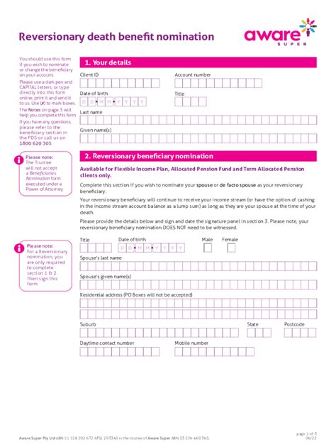 Fillable Online Nomination Of Beneficiary Form Fax Email Print PdfFiller