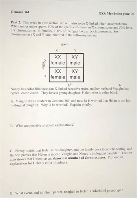 Solved Genome 361 Qs3 Mendelian Genetics Part 2 This Week