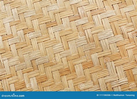 Old Bamboo Weaving Pattern Woven Rattan Mat Texture For Background