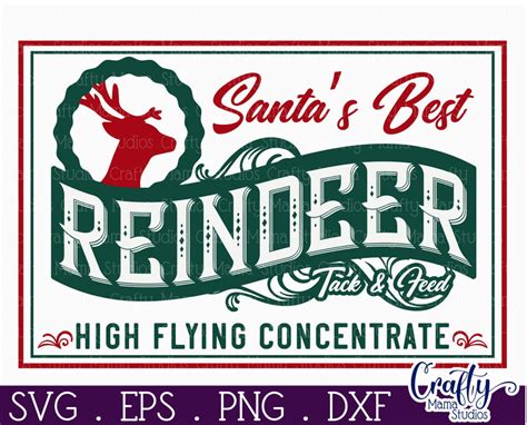 Reindeer Tack And Feed Sign Vintage Christmas Farmhouse Svg So Fontsy