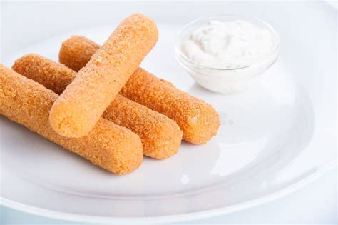 Crispy Cheese Sticks Deep Fried On A White Background Stock Photo