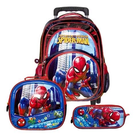 Kit De Mochila Escolar Marvel Red Spider Man Con Rueda Mercadolibre