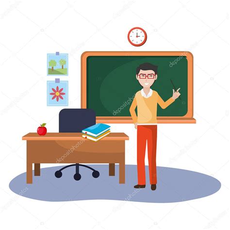 Escuela Hombre Profesor Dibujos Animados Vector De Stock Por Stockgiu