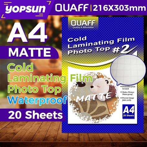 Quaff Photo Top Cold Laminating Film Photo Top A Glossy Glitter