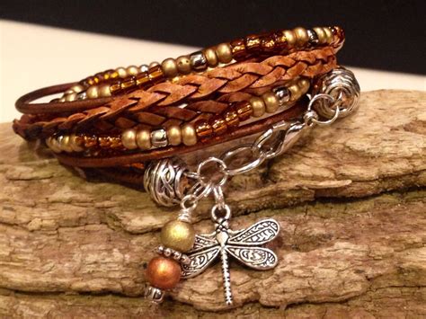 Top Seller Boho Wrap Leather Beaded Bohemian Wrap Gypsy Copper Silver Gold Wrap Bracelet