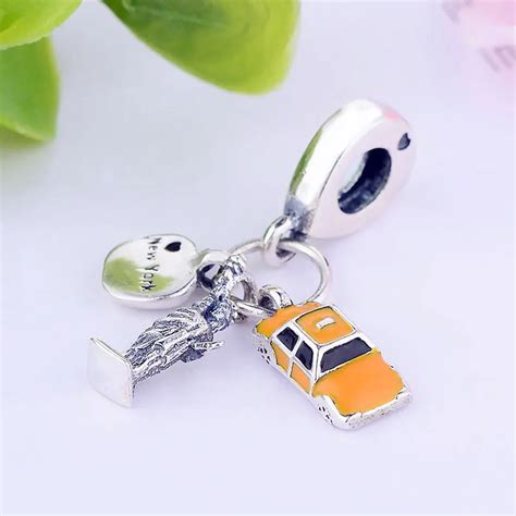 Fit Original Charm Bracelet 100 925 Silver Yellow New York Taxi Statue