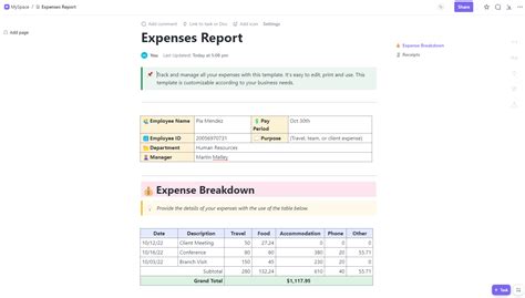 excel Google 스프레드시트 및 ClickUp에서 사용할 수 있는 10가지 무료 경비 보고서 템플릿