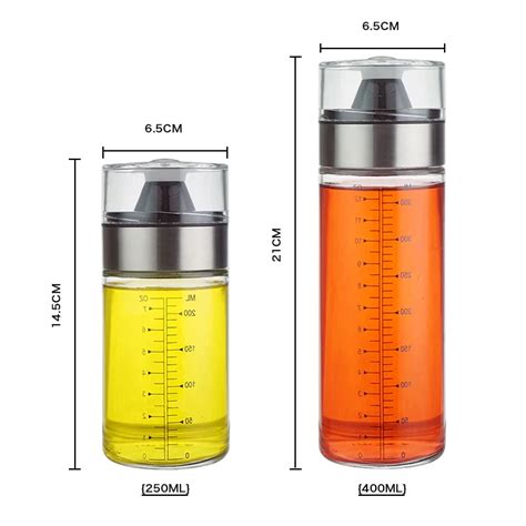 Easylife Oil Jar Spout And Measuring Scale Clear Airtight Glass With Non-drip Silicone 400ml Eco ...