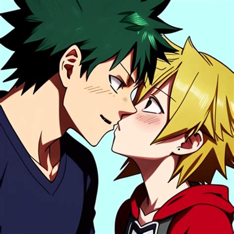 AI Art Generator from Text anime Deku kisses Bakugo | Img-converter.com