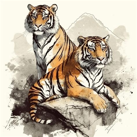 Premium AI Image | Watercolor painting of a tiger