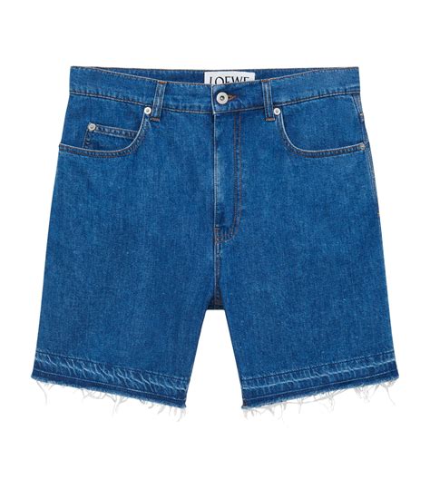 Mens Loewe Blue X Paulas Ibiza Raw Edge Denim Shorts Harrods