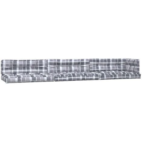 Coussins De Palette Lot De 7 Motif De Carreaux Gris Tissu