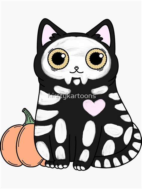 Skelecatal Sticker For Sale By Kirstykartoons Redbubble