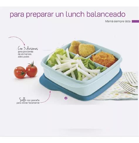 Eco Lunch Tupperware Cap 550 Ml Azul Con 3 Divisiones