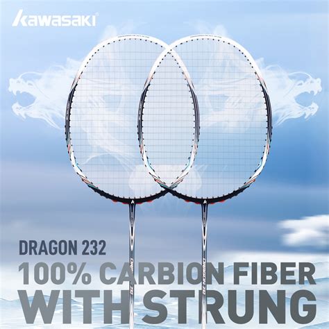 Kawasaki Badminton Racket DRAGON 232 100 CARBON FIBER WITH STRUNG For