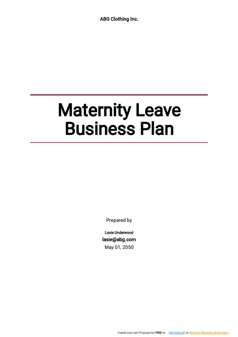 Maternity Leave Plan Template