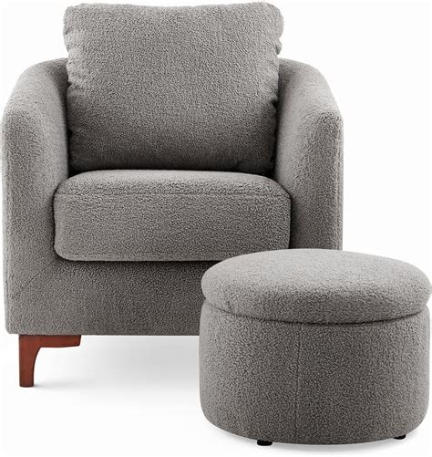 Amazon Colamy Sherpa Accent Chair Storage Ottoman Set Modern