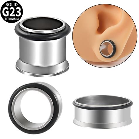 1pc G23 Titanium Single Flare Tunnel Plugs Expander Tapers Ear Lobe Stretching Plugs With O Ring