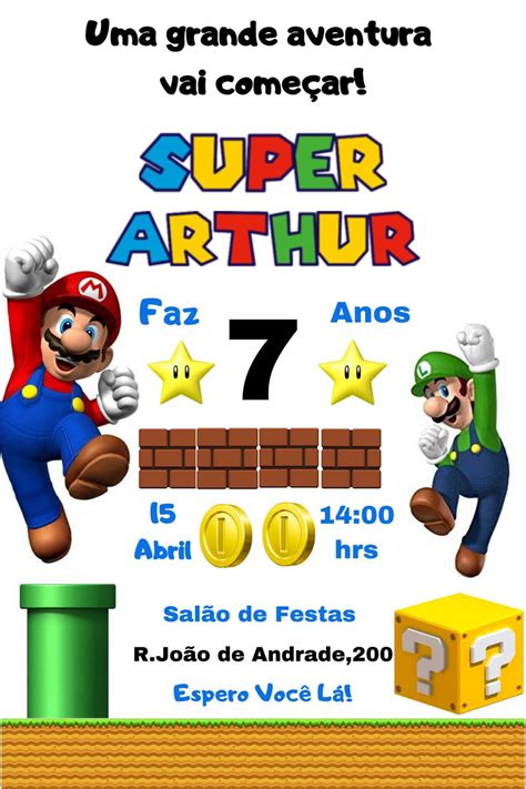 Convite Virtual Do Super Mario Bros Elo Produtos Especiais