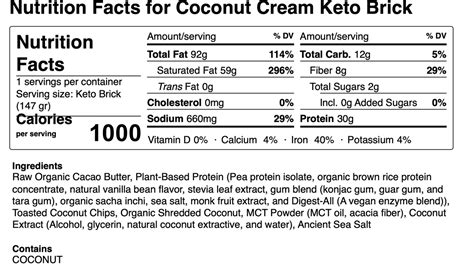 Coconut Cream Keto Brick - Keto Brick LLC