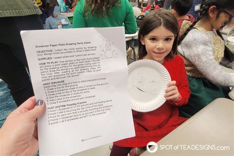 Winter Class Party Game Paper Plate Drawing Spot Of Tea Designs