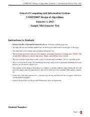 Comp Design Of Algorithms Mid Semester Practice Test Course