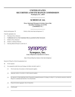 Fillable Online Proxy Statement Synopsys Form Def A Fax Email Print