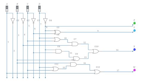 binary to excess 3 converter - Multisim Live