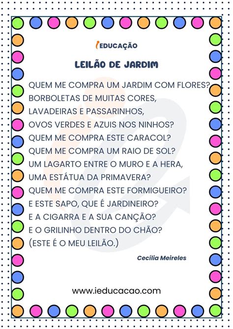 Exemplos De Poesia Infantil