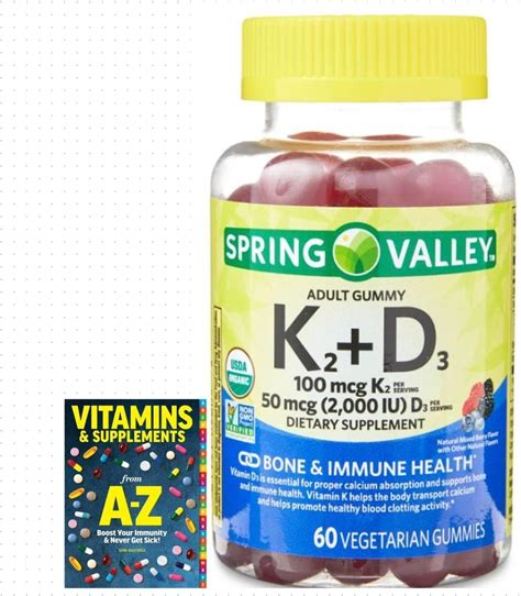 Spring Valley K2 D3 Vegetarian Gummy Supplement For Bone And Immune Health 60