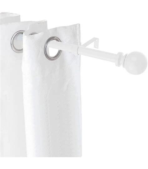 Barra Cortinas Extensible De Acero Terminales En ABS 122 211cm Blanco