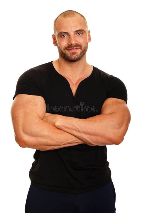 Homem Muscular Na Camisa Preta Foto De Stock Imagem De Atrativo