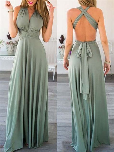 Maxi Dress Backless Crossback Festa Di Ritorno A Casa Con Scollo A V