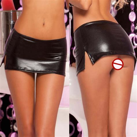 Sexy Preto Pvc Feminino Falso Couro Mini Saia Do Plut Nio De