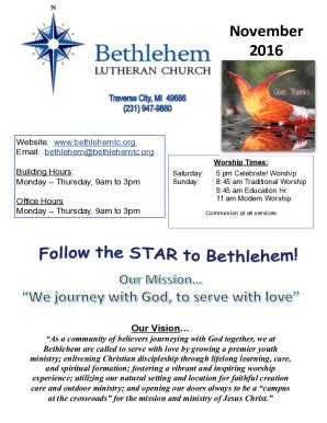 Fillable Online Our Worship Services Bethlehem Lutheran Church