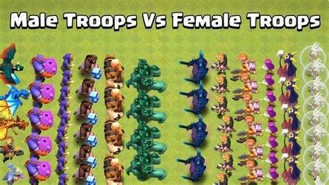 Male Troops Vs Female Troops Clash Of Clans Youtube