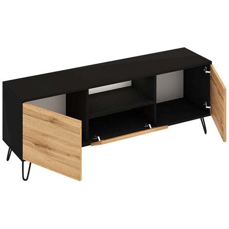 Selsey Ploystea Mueble De Tv De Pie Cm Negro Roble Wotan