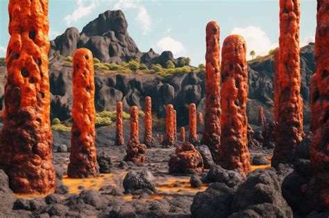 Premium AI Image | The newest lava columns on Mount Etna