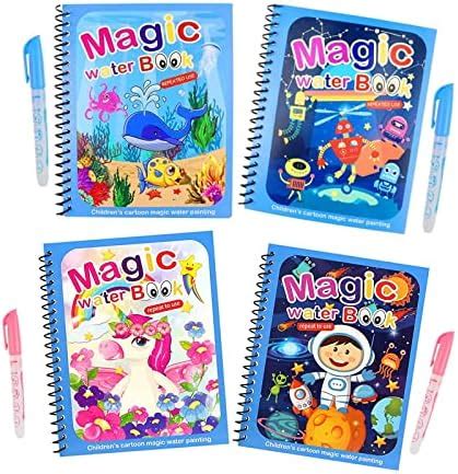 GEFIRE 4 Pièces Livres de Dessin Magique de l eau Coloriage Magique à