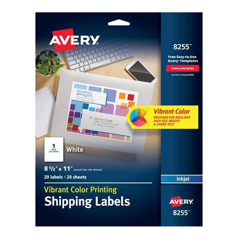 Avery Color Printing Labels For Inkjet Printers Matte White 85 X 11