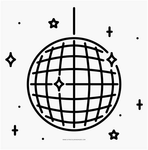 Disco Ball Coloring Page - Disco Ball Drawing Png, Transparent Png ...